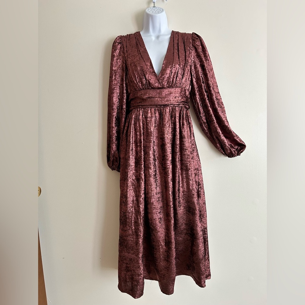 La February Metallic Burgundy Gown / Size S